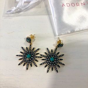 Adornia 14K Yellow Gold Plated Turquoise & Swarovski Crystal Earrings
